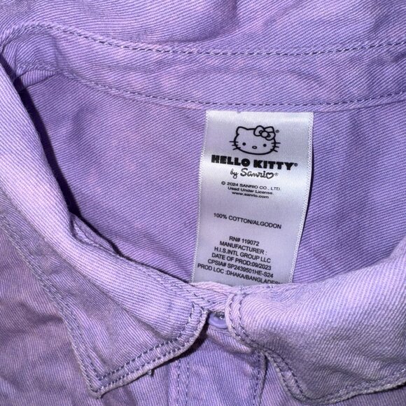Hello Kitty Sanrio Jacket Shirt Sz XL 12-14 Button Up Purple Happiness Overload - Picture 4 of 6